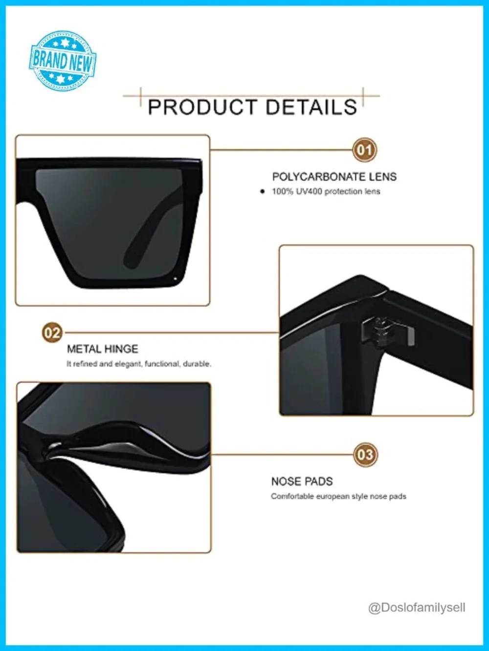 Oversized Flat Top Sunglasses UV400 Women Men Rimless Shield